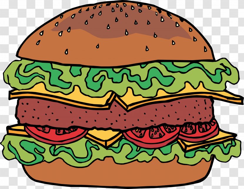 Junk Food Cartoon - Whopper - Breakfast Sandwich Ham And Cheese Transparent PNG
