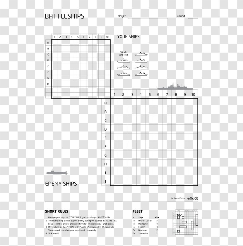 Battleship Paper-and-pencil Game Board - Twoplayer - Player Transparent PNG