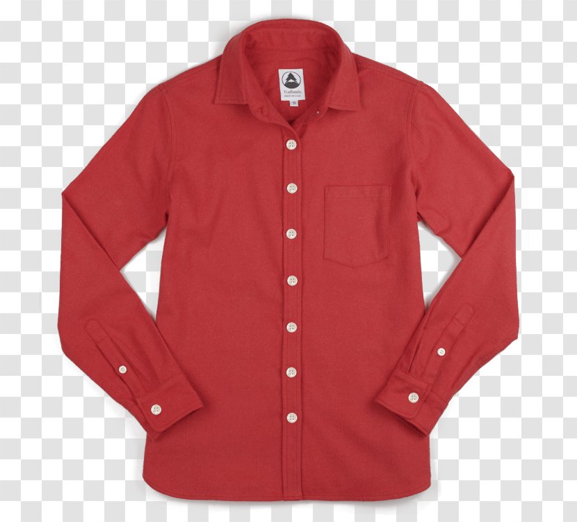 Crew Neck Blouse Sloppy Joe Collar Sleeve - Red - Button Up Shirt Transparent PNG