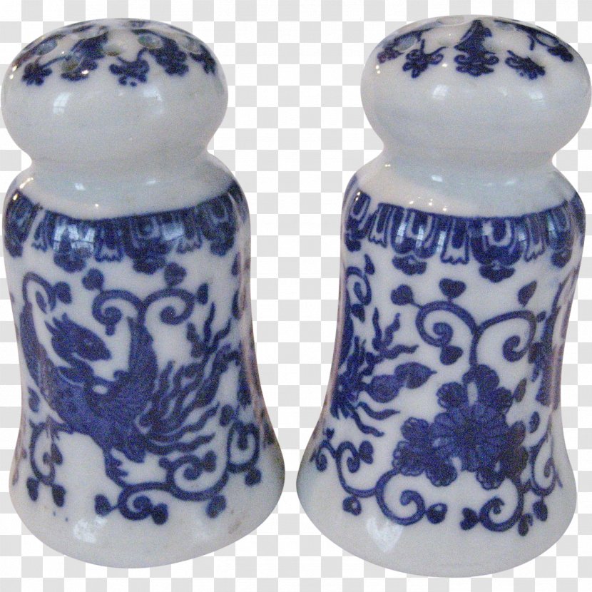 Salt And Pepper Shakers Blue White Pottery Cobalt Transparent PNG