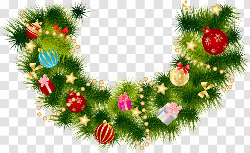 Christmas Decoration Garland Wreath - Pine Family - HD Transparent PNG