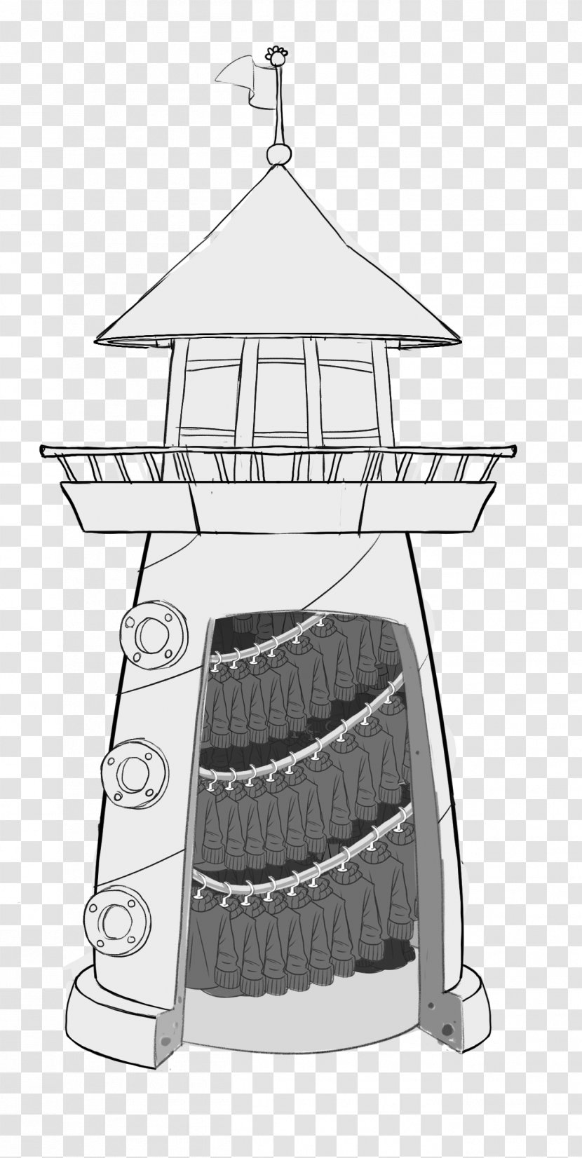 Drawing Line - White - Lighthouse Drawn Transparent PNG