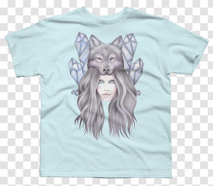 T-shirt Gray Wolf Art Drawing Watercolor Painting - Shirt Transparent PNG