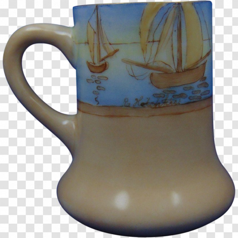 Jug Ceramic Coffee Cup Pottery Mug - Kettle - Hand-painted Cover Design Sailboat Transparent PNG