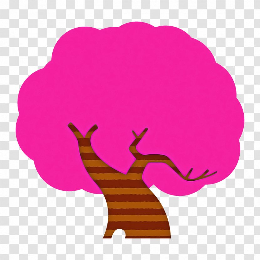 Pink Silhouette Cartoon Tree Material Property - Plant Magenta Transparent PNG