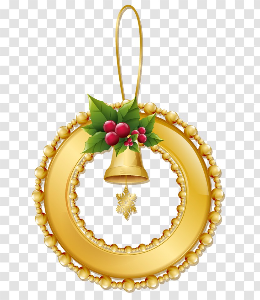Christmas Holiday Nativity Of Jesus Tradition 25 December - Ornament - Gold Wreath With Bell Transparent PNG