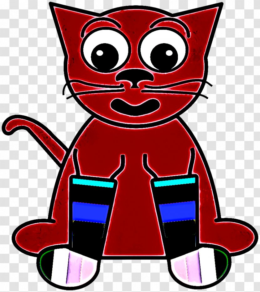 Cartoon Clip Art Pink Line Cat - Magenta - Fictional Character Transparent PNG