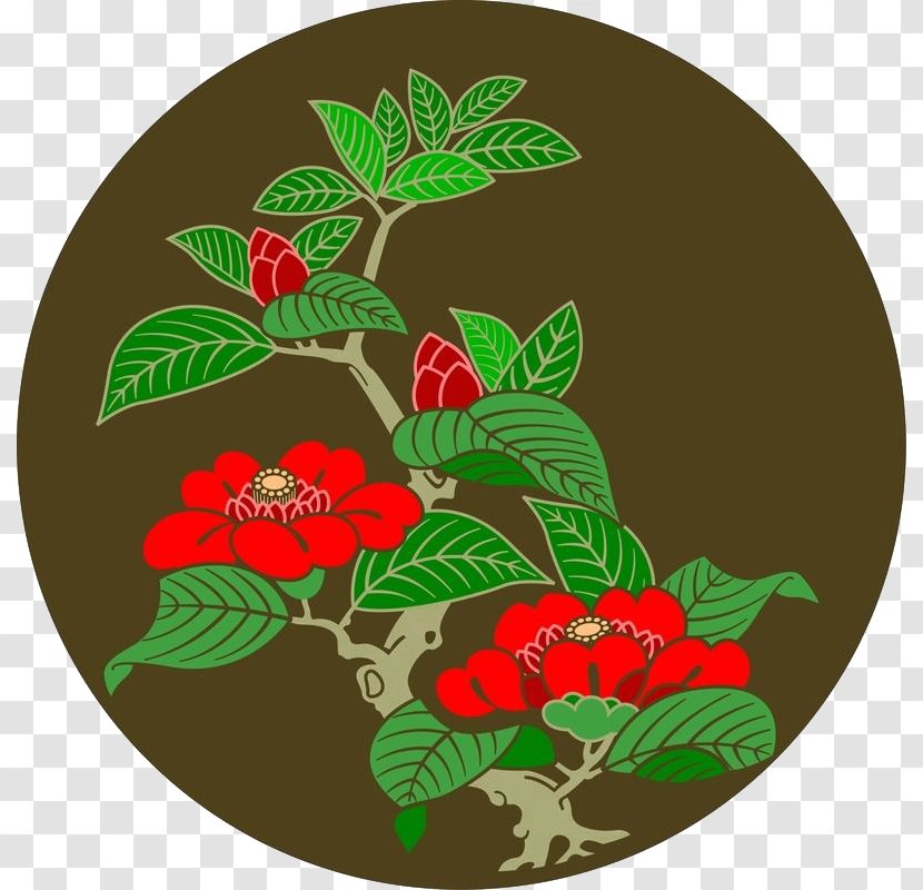 Xiaoman Illustration - Red - Traditional Round Peony Transparent PNG