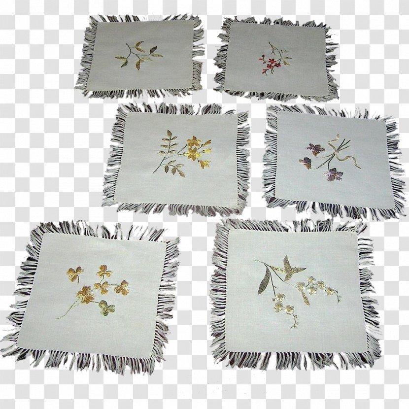 Place Mats Product Text Messaging - Embroidered Off White Roses Transparent PNG