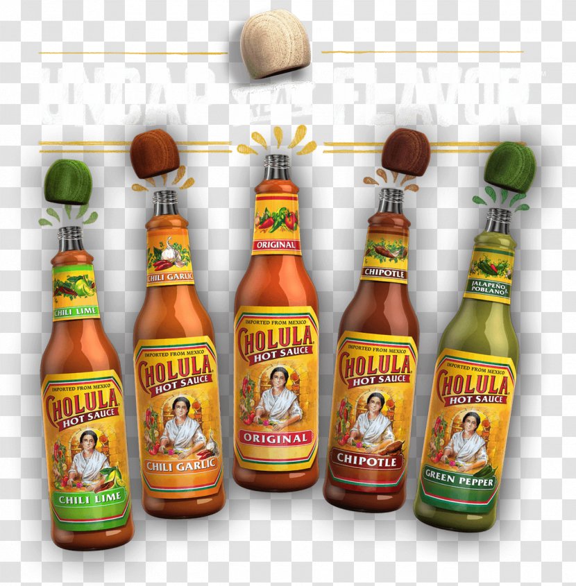 Beer Mexican Cuisine Salsa Condiment Cholula Hot Sauce - Sweet And Chili Peppers Transparent PNG