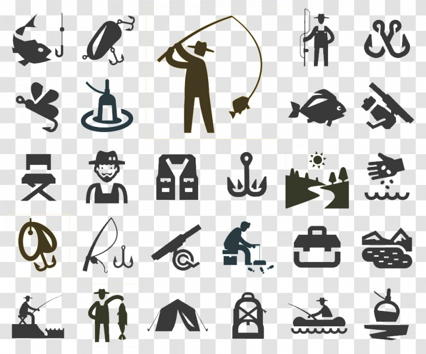 Fishing Rod Fish Hook - Monochrome - Logo Image Transparent PNG
