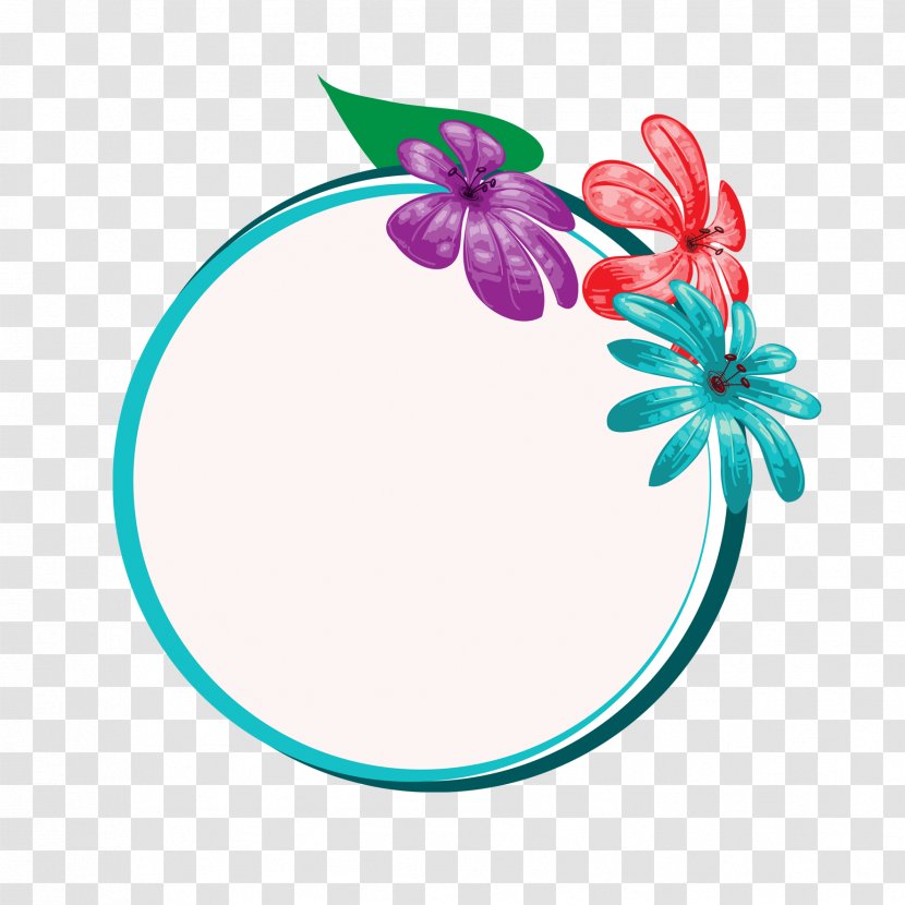 Flower Clip Art - Decorative Arts - Cartoon Round Floral Decoration Frame Material Transparent PNG