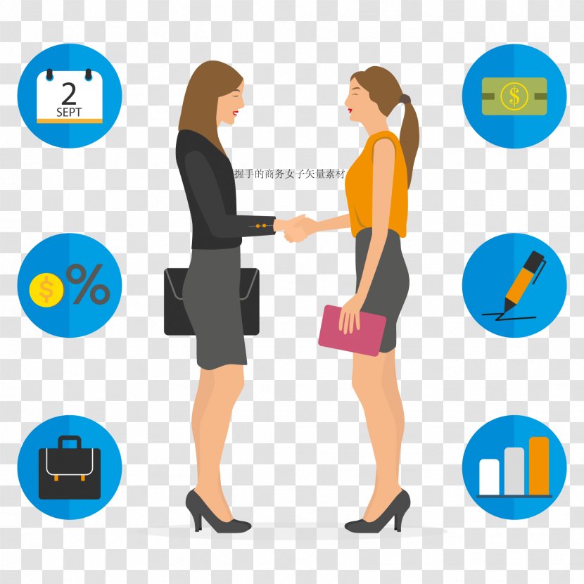 Handshake Icon - Business - Woman Vector Material Transparent PNG