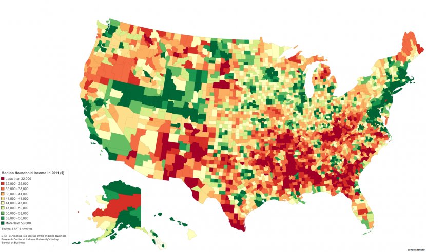 United States Map Median Income County - Tree - Household Cliparts Transparent PNG