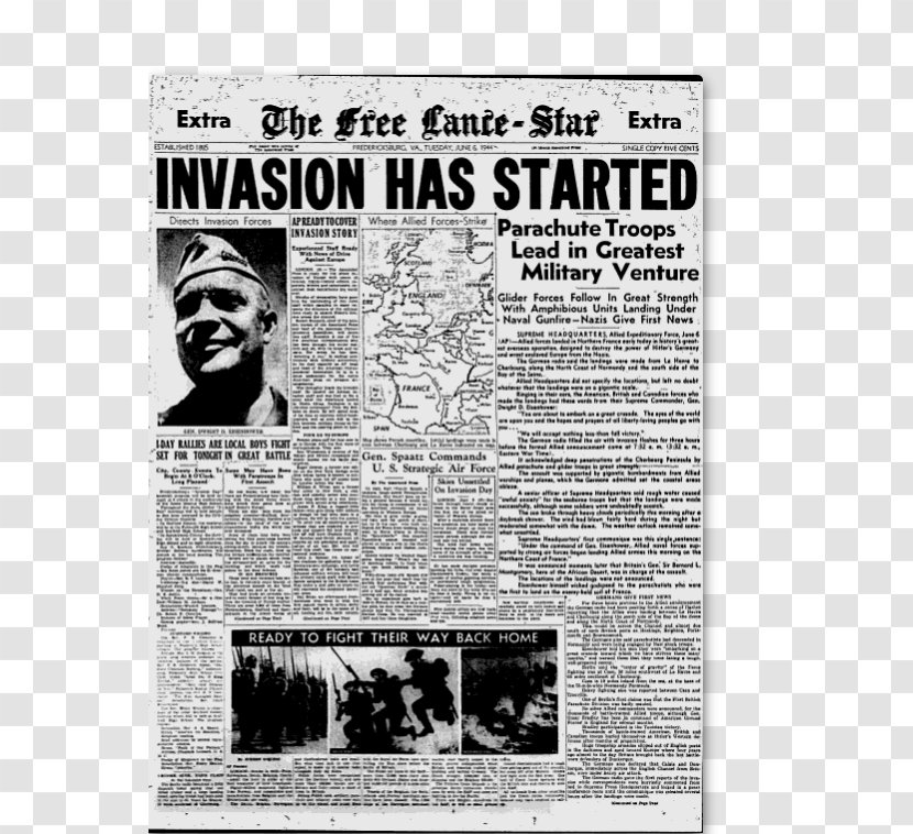 Newspaper Normandy Landings - Headline Transparent PNG