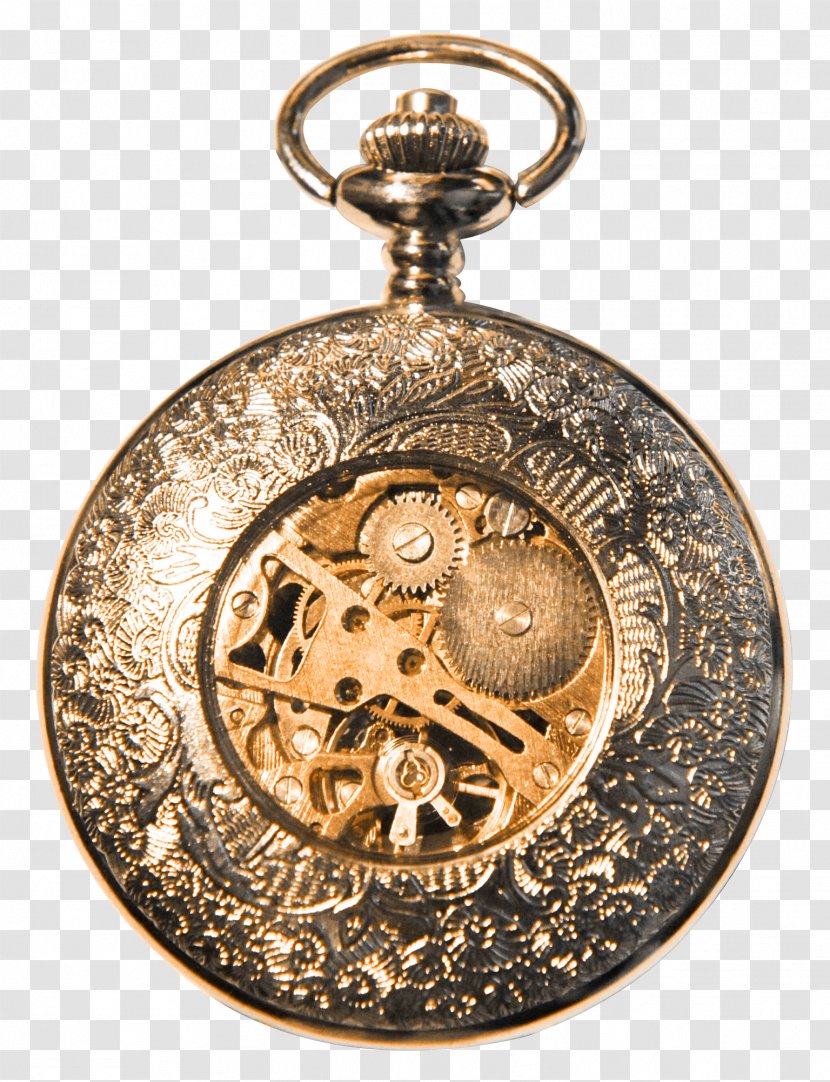 Pocket Watch Clock - Brass - Beautiful Brown Gear Transparent PNG