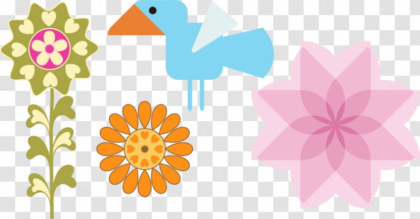 Floral Design Euclidean Vector Drawing - Organism - Child Painting Flowers And Birds Transparent PNG