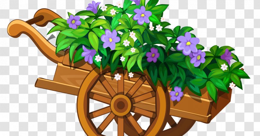 Clip Art Flower Garden Gardening - Cart - Fence Transparent PNG