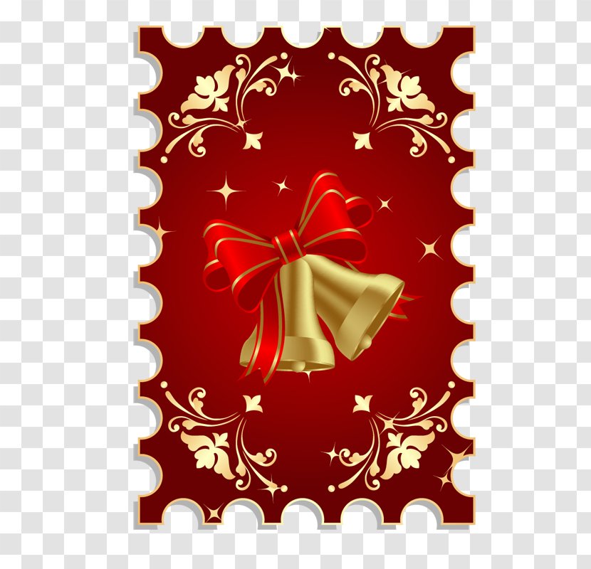 Christmas Gift Postage Stamp - Watercolor - Bell Stamps Transparent PNG