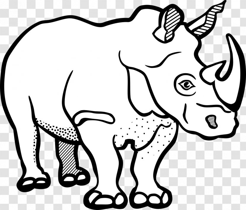 Rhinoceros Line Art Drawing Clip - Monochrome Photography - Rhino Transparent PNG