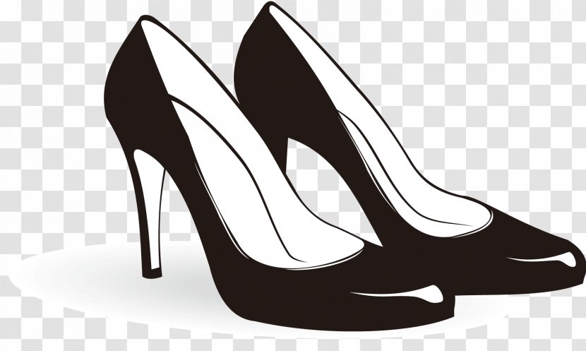 Shoe High-heeled Footwear Sneakers Clip Art - Black And White - High Heels Transparent PNG