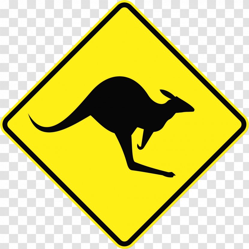 Kangaroo Macropodidae Wallaby Sign - Watercolor - Traffic Wildlife Transparent PNG