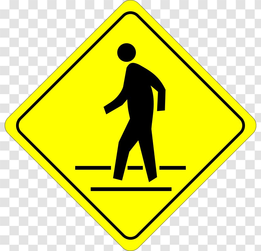 Traffic Sign Warning Pedestrian Crossing Zebra Clip Art - Point Transparent PNG