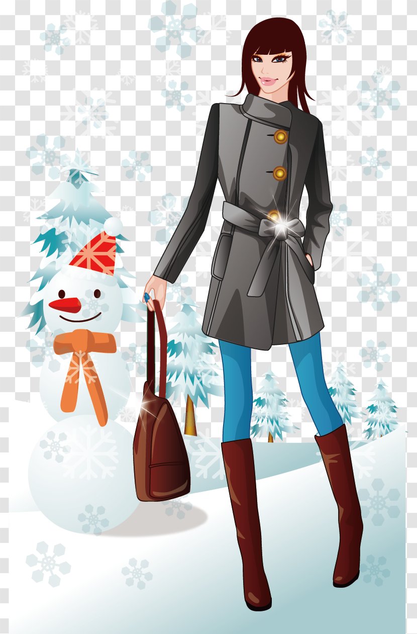 Winter Clothing Bag Graphic Arts - Silhouette - Snowy Snowman Vector Material Transparent PNG