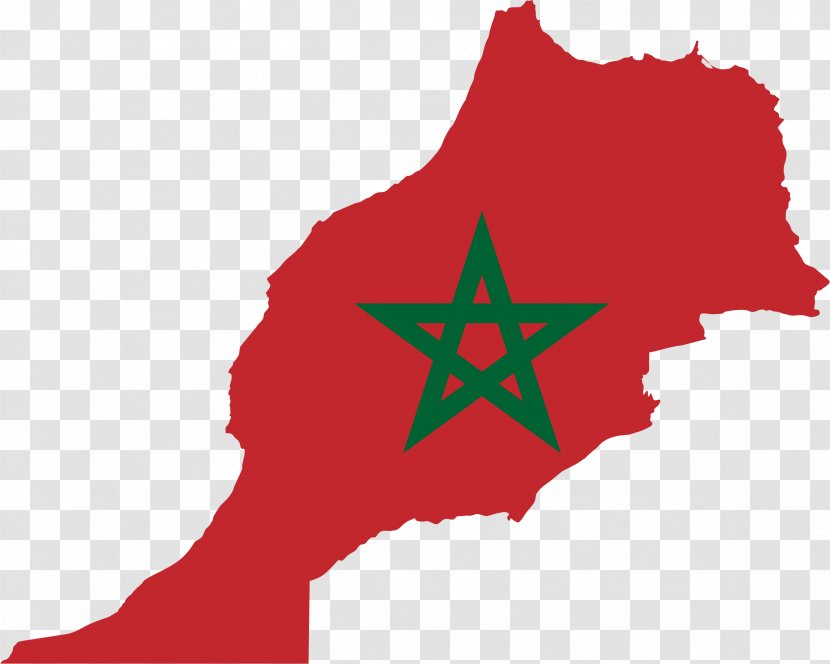 Flag Of Morocco Map - Red Transparent PNG