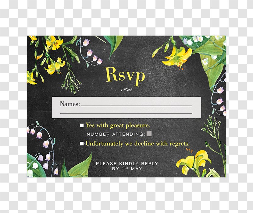 Wedding Invitation Marriage Convite RSVP - Flower - Yellow Card Transparent PNG