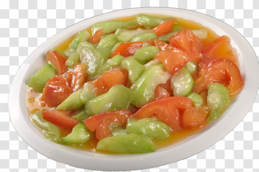 Vegetarian Cuisine Luffa Vegetable - Garnish - Persimmon Fried Loofah Transparent PNG