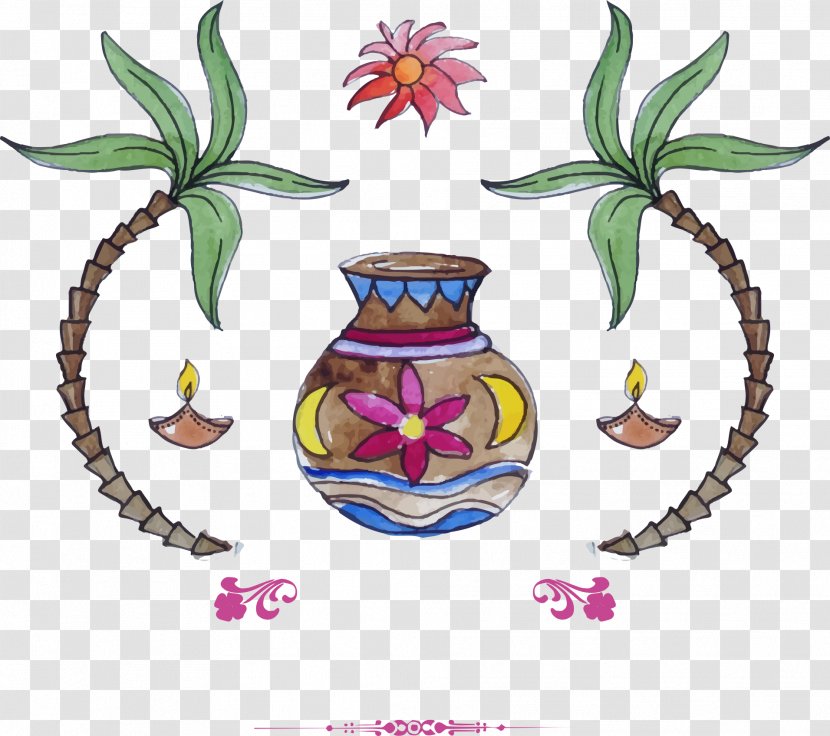 Thai Pongal Thanksgiving Makar Sankranti Wish - Diwali - Jar With Tree Transparent PNG