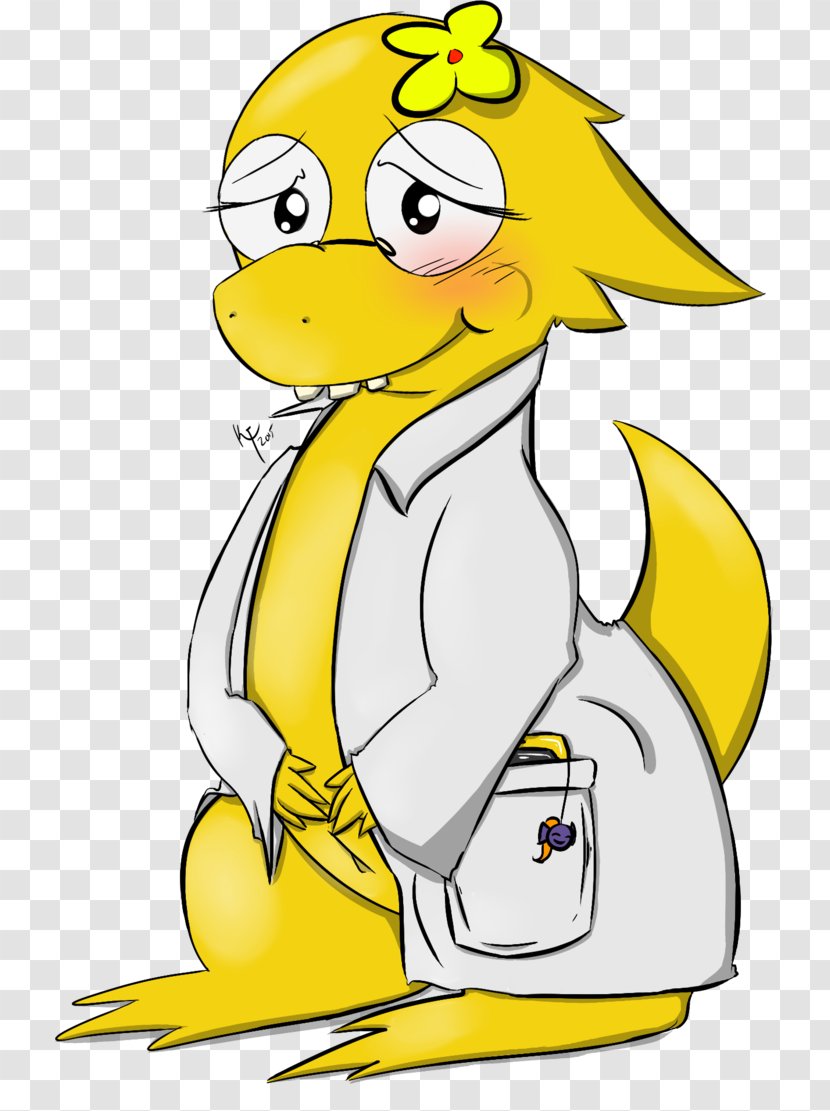 Undertale Alphys Drawing Flowey - Undine - Ducks Geese And Swans Transparent PNG