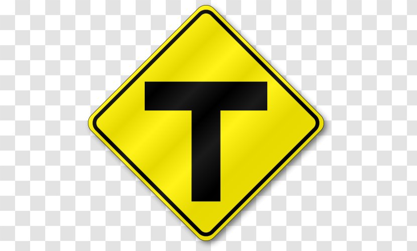 Traffic Sign Warning Intersection Three-way Junction - Driving Transparent PNG