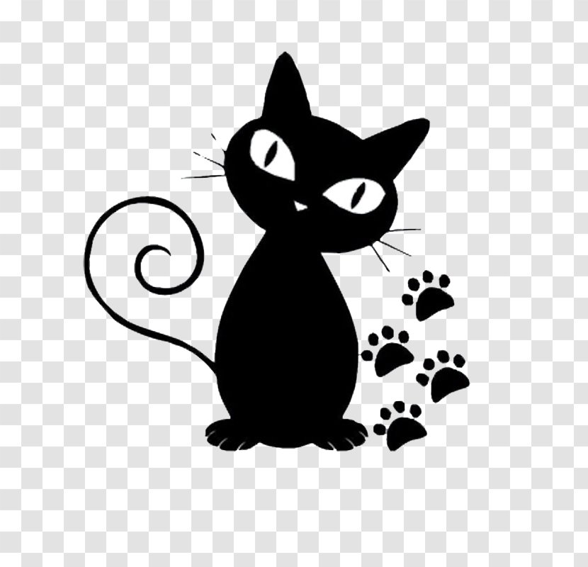 Persian Cat Norwegian Forest Kitten Black Cartoon - Cute Tail Rolls, Cats And Footprints Transparent PNG