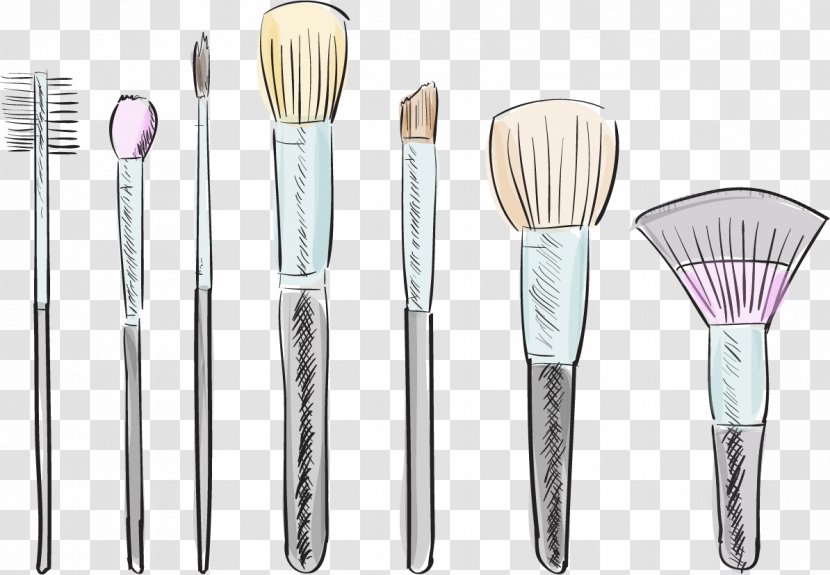 Makeup Brush Cosmetics Drawing Illustration - Cartoon - Vector Hand-painted Transparent PNG
