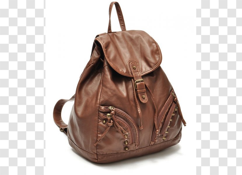 Handbag Leather Backpack Rivet Brown - Shoulder Transparent PNG