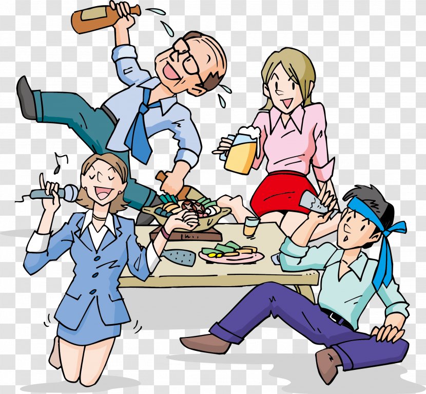 Eating Alcoholic Drink Adobe Illustrator - Flower - Cartoon Dinner Of Men And Women Transparent PNG