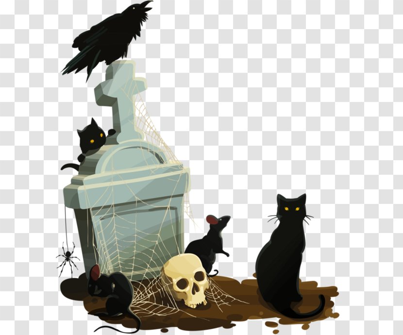 Black Cat Calavera Halloween - Art - Infiltration Of The Cemetery Transparent PNG