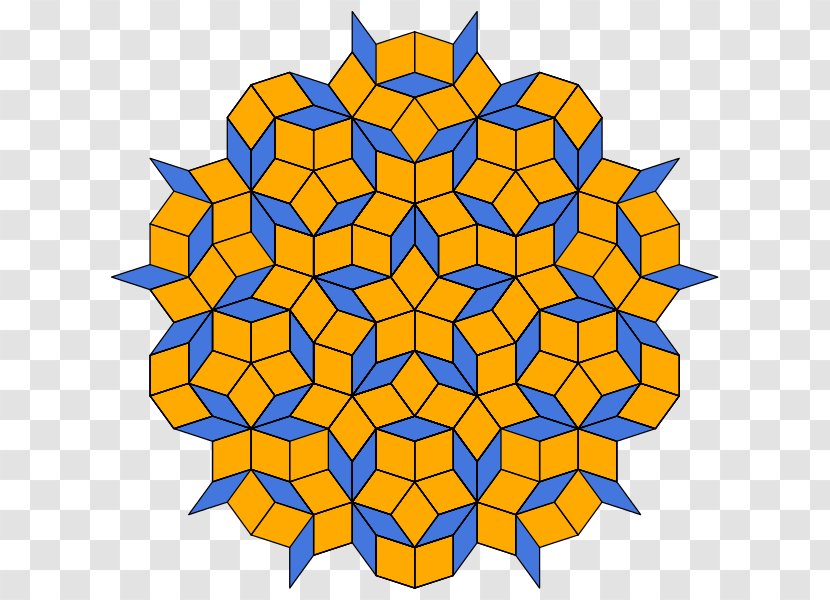 Symmetry Quasicrystal Tessellation Penrose Tiling - Yellow - Mathematics Transparent PNG