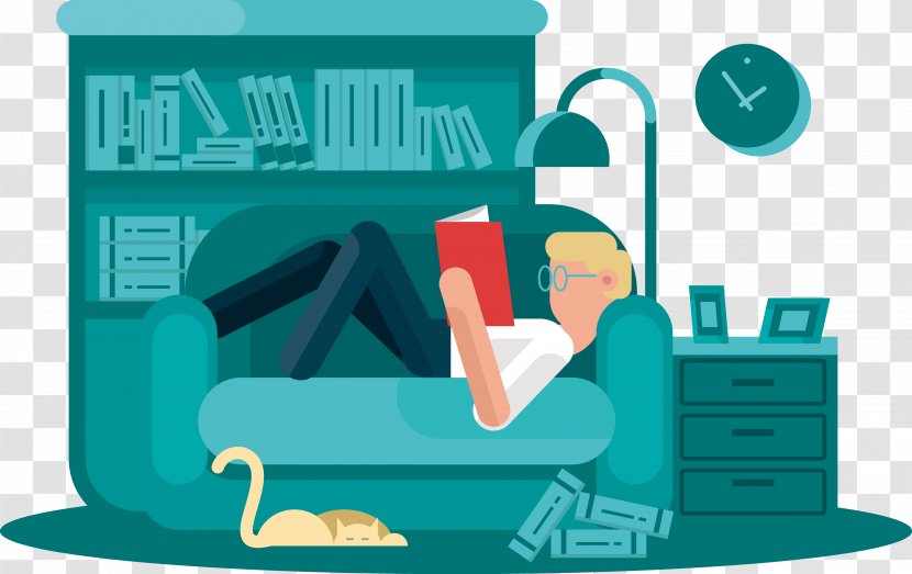 Reading Book Cartoon Illustration - Idea - Lie On The Sofa A Transparent PNG
