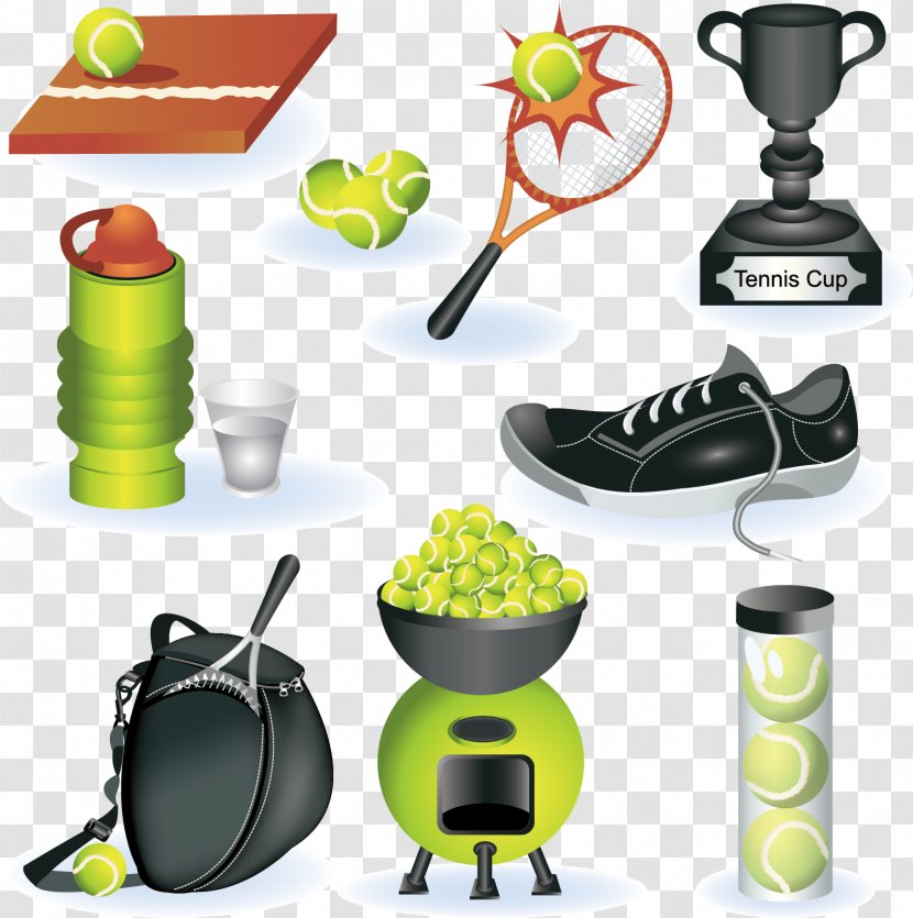 Tennis Ball Sports Equipment Racket - Cartoon Design Elements Vector Material Transparent PNG
