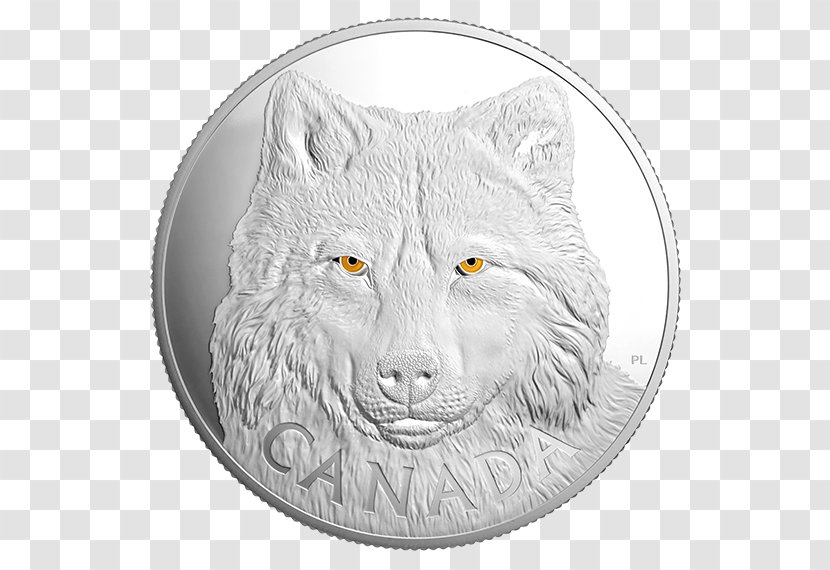 Gray Wolf Canada Silver Coin - White - Eyes Transparent PNG