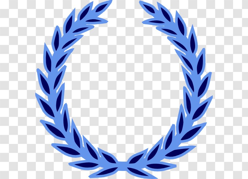 Bay Laurel Wreath Leaf Clip Art - Electric Blue - Vector Border Transparent PNG