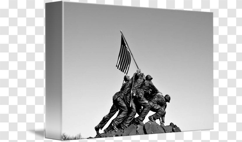 Marine Corps War Memorial Raising The Flag On Iwo Jima Battle Of Mount Suribachi Black And White Transparent PNG