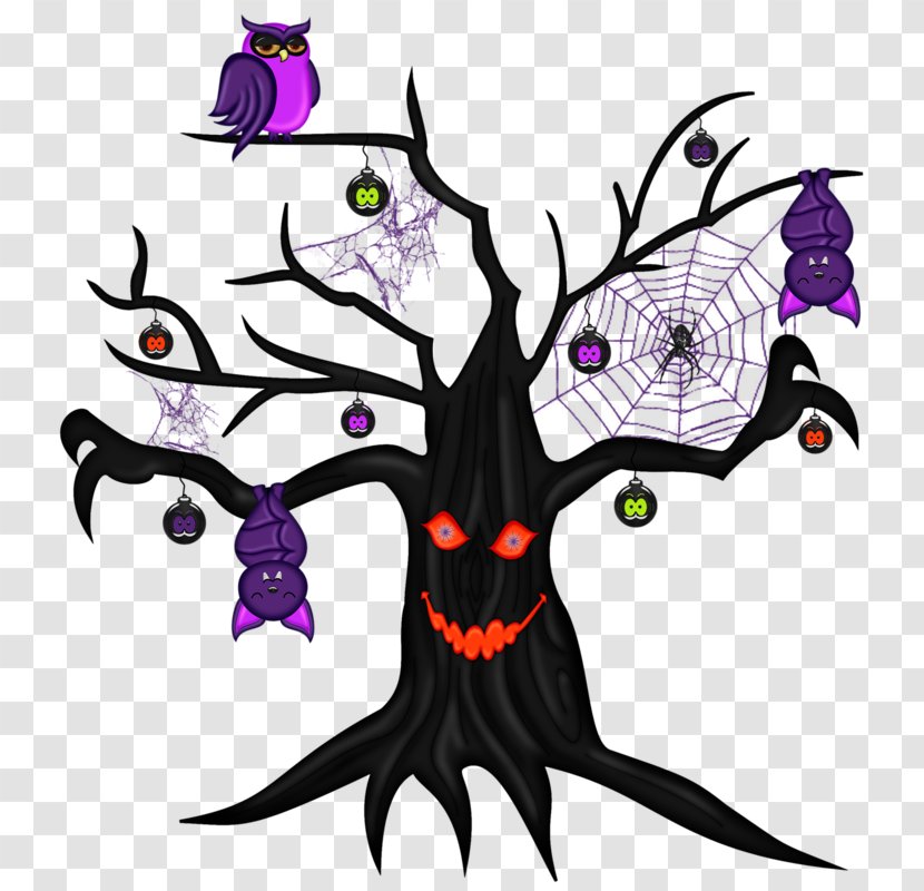 Halloween Tree - Purple - Horror Bat Transparent PNG