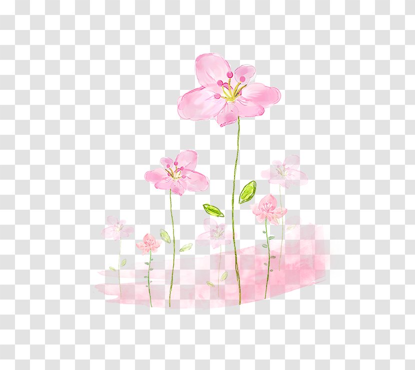 Pink Flowers Watercolor Painting Floral Design Image - Cut - Delicate Flower Transparent PNG