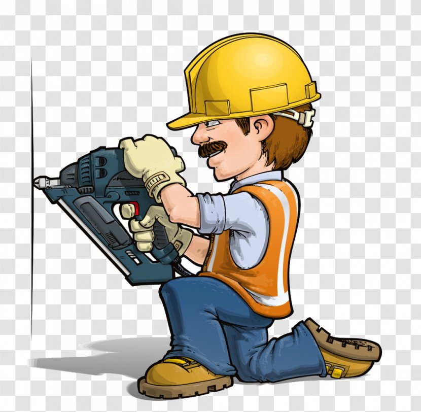 Cartoon Handyman Stock Illustration - Renovation - Power Brick Decoration Installation Worker Transparent PNG