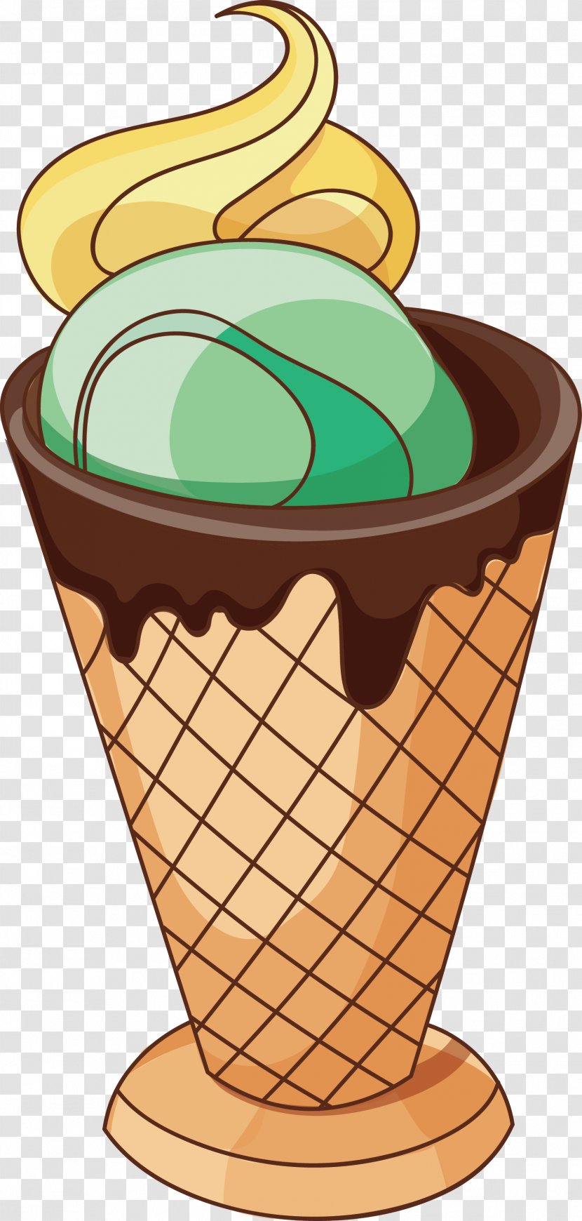 Chocolate Ice Cream Sundae Pop - Spread - Hand Drawn Vector Transparent PNG