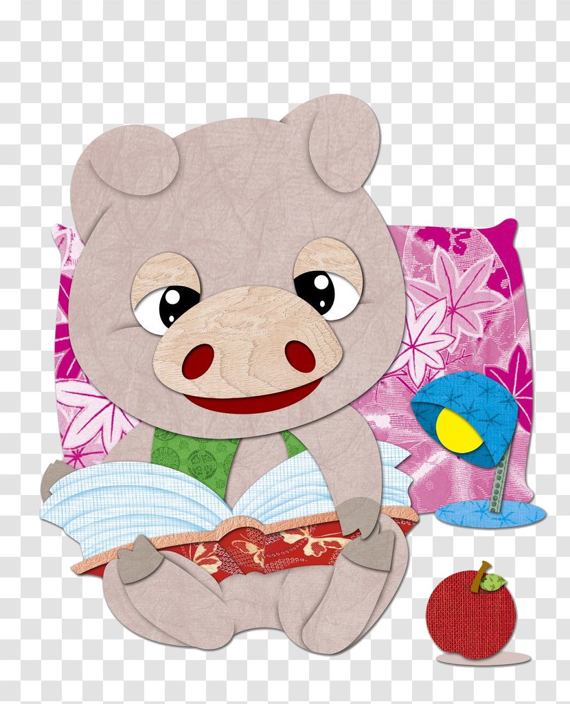 Domestic Pig Wilbur Cartoon - Heart - Reading Transparent PNG